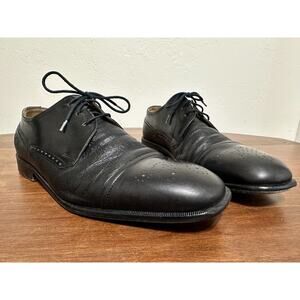 J. Murphy by Johnston Murphy Black Leather Brogue Cap Toe Oxford Shoes Men 9.5M